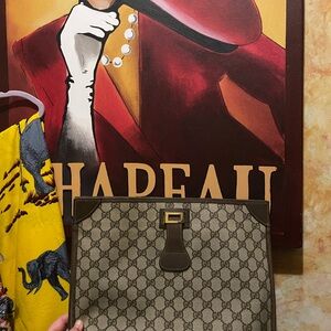 Gucci Brown Monogram portfolio Bag
